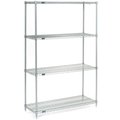 Nexel 4 Tier Wire Shelving Starter Unit, Stainless Steel, 60W x 24D x 54H 24605S